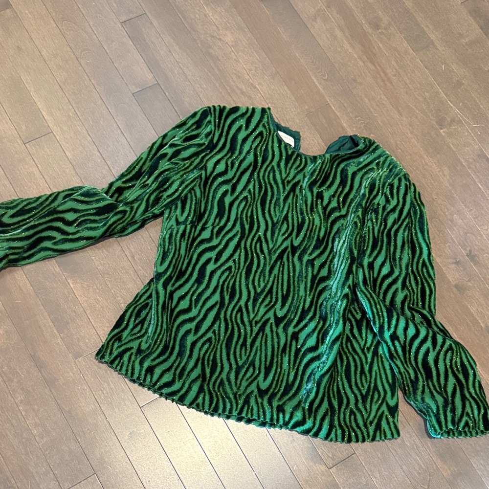 Dries Van Noten Green Zebra Print Blouse